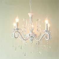 Chandeliers Retro Loft Wrought Iron White Crystal Deco Hang ...