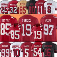 85 George Kittle Futbol Formaları San Francisco''49ers''97 Nick Bosa Trey Lance Brandon Aiyuk Javon Kinlaw Fred Warner Watters