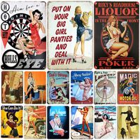 2021 Sexy Girl Plaques Metal Painting Tin Sign Pin Up Shabby...