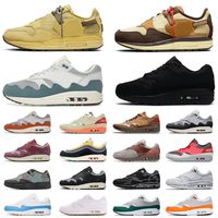Sapato Nike Air Max Airmax 1 87 Travis Scott Mens Womens Running Shoes Designer Trainers Sports Sneakers White Gum Bacon Triple Black Kiss of Death Lodon UNC Sean Wotherspoon