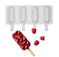 Silikon Dondurma Kalıpları 4 Hücre Küpü Tepsi Sıralı Kalıp Popsicle Maker DIY Ev Yapımı Dondurucu Lolly Kalıp Kek Pop Araçları