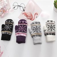 5本の指の手袋の女性ニットクリスマスの繊細なパターンフルフィンガーミトン屋外の寒さ防水ハンドウォーマー1ペア1