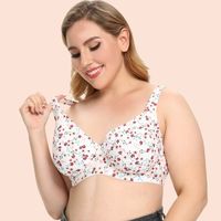 Plus Size Women Printed Bra Cotton Ultra Thin Breathable Wid...