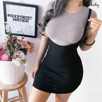 Yaz Sonbahar Yeni Seksi Kadın Bodycon Etekler Kolsuz Akşam Parti Askı Mini Etek Saf Renk Clubwear Sıcak Satış1