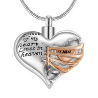 A piece of my heart lives in heaven Two Tone Locket Heart cremation memorial ashes urn necklace jewelry keepsake pendant 220121