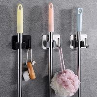 Hooks & Rails Punch-free 304 Stainless Steel Hanging Bathroom Balcony Mop Clip Broom Card Holder Saving Space Easy To Install Flex243A