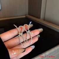 Koreanische Ohrringe Silber Farbe Bowknot Ohrstecker Sweet Voll Kristall Bogen Mode Tropfen Ohrringe Für Frauen Schmuck Geschenk