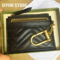 Keychain ile tasarımcı kart tutucu Marmont kadın cüzdan ince fermuarlı para çantası çok işlevli moda çantası anahtar torbası pochette cle kart sahibi cazibesi Accessoires