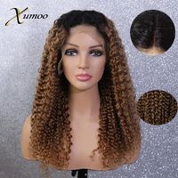 Lace Wigs XUMOO Brown Curly Human Hair For Women Remy Brazilian Deep Wave 150% Density Frontal 13X4 18inches