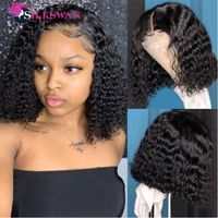 Lace Wigs Silkswan Bob Wig Curly Human Hair 4x4 Closure 180% Short 10&quot;-16&quot; Brazilian Deep Wave For Black Woman