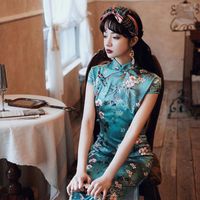 Plus Size S-5XL Women Traditioonal Chinese Dress Flower Elegant Silk Cheongsam Slim Long Qipao1