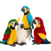 25 cm Loro realista Psittacidae Scarlet Macaw Peluche juguetes suaves lindos salvajes animales aves muñeca niños niños regalos de cumpleaños lj201126