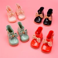 Children Rain Boots For Girls Toddlers Kids Rain Shoes Soft PVC Jelly Boots With Bow-knot Cute Water-proof Rain Boots Bowtie 220209