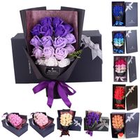 Fiori decorativi Corone 18pcs creativo profumato sapone artificiale sapone rose bouquet scatola regalo simulazione giorno di San Valentino giorno compleanno decor # G30