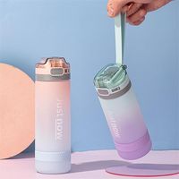 Bouteille d'eau 600 ml de style coréen avec paille BPA gobelet gratuit sport portable sport extérieur bouteilles bouteilles de plastique gilet bidon