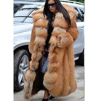 Artı Boyutu Faux Kürk Kalın Uzun Mont Kadın Moda Sıcak Maxi Kat Uzunluk Boy Kapüşonlu Ceketler Kadın Kış Giysileri 201110