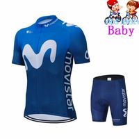 Movistar Kids Fluorescent Green Cycling Jersey Set Mountain Bike Clothes Sportswear Racing Children Bicycle Clothing Cycling Kit 220214