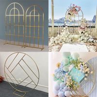 Luxury Romantic Metal Frame Wedding Decoration Backdrops Welcome Partition Door Background Shelf Outdoor Lawn Floral Wedding Arch Flower Rack Billboard Stand