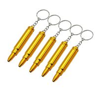 Bullet Pipe MINI Funky Metal Gold Tobacco Smoking Filter Pipes with Key Chain Head Gun Pistol a53