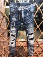 Итальянская мода европейская и американская мужская повседневная джинсы Высокие ручные джинсы Оптимизированные 9852