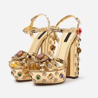 2020 Летняя мода Золотой Кристалл женщин сандалии Ручная Sandalias Mujer Высокие каблуки Женщина обувь высокого класса TACONES