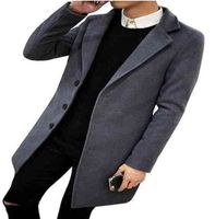 Solo para hombre Casual Breasted Slim Fit Fit Wool Abrigo guisante Largo Invierno Solo Breasted Outerwear Mens