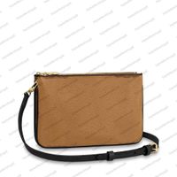 M69203 дизайнер женские двойные Zip Pochette сумка роскошный холст мессенджер кошелек кошелек кожаный поперечный корпус сумка