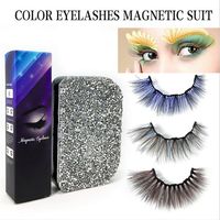 Magnetic Liquid Eyeliner & 3 Pairs Colorful False Eyelashes Set Waterproof Long Lasting Eyeliners Eyelash Extension Multi Colors a35