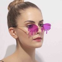 Sunglasses Tide tears drop Frame Women's exaggerated modeling jelly colored lenses metal ins show glasses