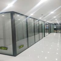 Divisor de habitación, partición personalizada de doble vidrio de marco de aluminio EU-100-35.