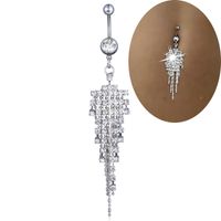 NEW Fashion Stylish Plated Crystal Tassel Dangle Navel Belly Button Ring Bar Piercing Rings Body Jewelry
