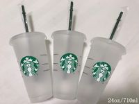 Starbucks Canecas de 24oz / 710ml Plástico Tumbler Reusável Reusável Beber Bottom Bottom Cups Completa Shape Lid Palha Mais de 30pcs Livre DHL