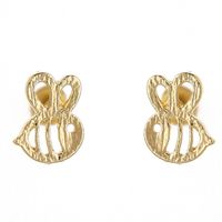 Bee Ear Studs Alloy Plating Flat Hollow Pins Insect Earrings