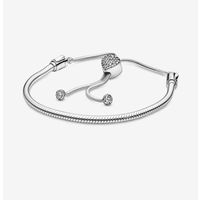 925 Bijoux en argent Sterling Bijoux en forme de cœur Chaîne de serpents en forme de cœur Bracelet adapté à Pandora Charm Bead cadeau