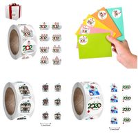 500pcs / Rulo 2020 Noel Kağıt Çıkartma Noel DIY Hediye Aile Karantina Dekorasyon Sticker Noel Parti Süsleri Noel Sticker