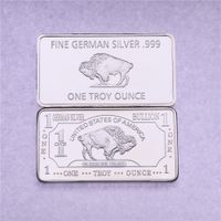 10 adet / grup Hediye 1 Troy Ons Alman Buffalo Gümüş Külçe Bar Paraları, Alman Şerit .999 Amerikan