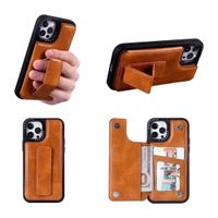 Wrist Stand Flip Wallet Phone Cases For iPhone 13 11 12 Pro Max X XR Fashion PU Leather Protection Cover With Card Slot Photo Clip 4 in 1 Multifunction