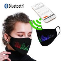 Máscara de incandescência programável Bluetooth com filtro PM2.5 Filtro LED Face Masks para festival de festa de Natal Xmas ilumina preto