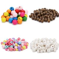 100pcs Natural Wooden Beads Round Colorful Loose Spacer Wood...