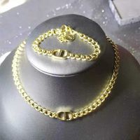 Elegant Famous Designer Brand Women Necklace Set Cd Pendant Gold Jewelry Sets