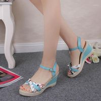 Yaz Platformu Ayakkabı Kadın Sandalet Yüksek Cehenneler 7 cm Takozlar Ayakkabı Kadın Peep Toe Moda Gladyatör Sandalet Bayanlar Promosyon1