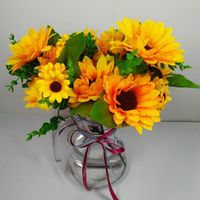 Fleurs décoratives couronnes 13 têtes de tournesol bouquet de soie fleur de soie de haute qualité artificielle fête de mariage décoration de mariage