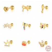 Stud GS 925 Sterling Silver Colorful Crystal Star Crown Bowknot Earrings For Women Dragonfly Spider Piercing Ear Studs Jewelry