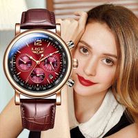 Lige Uhr Frauen Casual Damen Uhren Top Marke Luxus Frau Uhr Leder Wasserdichte Quarz Armbanduhr Weibliche Uhren Reloj + Box 220105