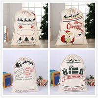10 Stili Canvas Santa Sack Bags Christmas Banks per grande borsa da deposito regalo con coulisse all'ingrosso
