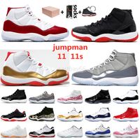 Newest Basketball Shoes Jumpman 11 Cherry Two Rings Ceremony Adapt High Low Bred Pure Violet Jubilee 25th Anniversary Cool Grey Platinum Tint Unc Sports Sneakers