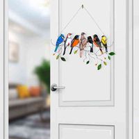 NICEFurniture Multicolor Stained Birds on Wire Acrylic Suncatcher Window Panel Hanging Pendant Ornaments G220308