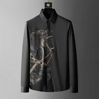 Brand Luxury Men's Shirt Autumn Long Sleeve Slim Casual Shirts Business Social Formal Dress Streetwear 220115