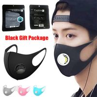 Mouth Ice Washable Face Mask With Valve PM2. 5 Breathing Blac...