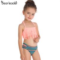 Clothing Sets Bear Leader Children Summer Girls Swimsuit Close-fitting Elastic Outfits Split 2Pcs Kids Suits